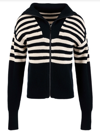 Kut Noelle- Stripe Full Zip Front Sweater