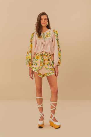 Farm Rio Botanical Beauty Pink Shorts / Botanical Beauty Pink