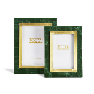 Two's Company Aventurine Green and Gold Photo Frame / 4X6