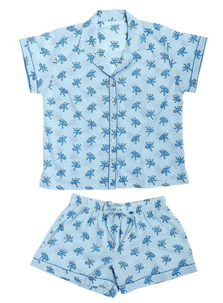 Two's Company Happy Monkey Blue Pj