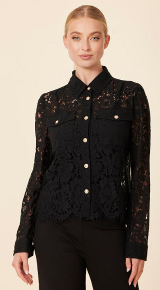 Dolce Cabo Lace Pearl Button Top