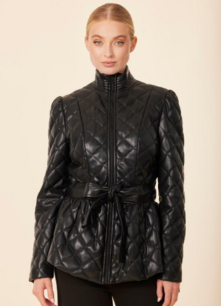 Dolce Cabo Vegan Leather Quilted Peplum Jacket