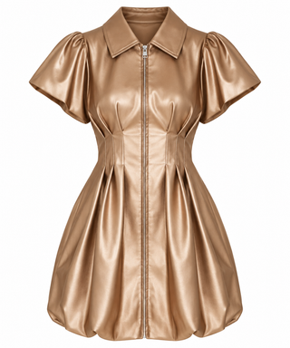 Dolce Cabo Bronze Faux Leather Zip Bubble Dress