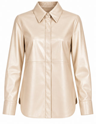 Dolce Cabo Metallic Pale Gold Faux Leather Button-Up Shirt