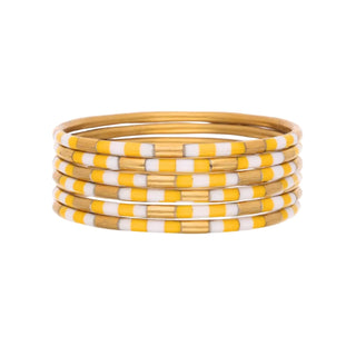 BuDhaGirl Yellow/White Veda Bangles - Set of 6