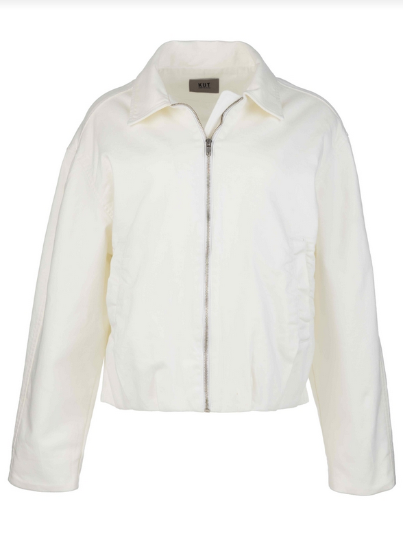 完売品　メゾンドドルチェ　ライトジャケット　light jacket/white Kut Dylan - Zip Front Jacket With Pleat Detail – Monkee's of