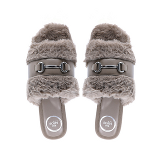 Solei Sea Hanni Belted Fur Clog in Mink