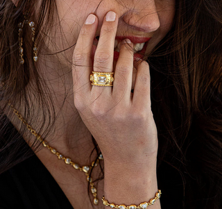 Capucine De Wulf Berry Hammered Band Clear Cubic Zirconia
