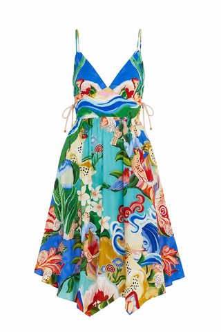 Farm Rio Garden Of Life Multicolor Sleeveless Midi Dress