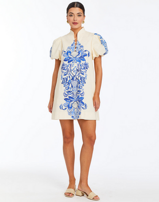 Mestiza Elliana Mini Dress In Mermaid Trellis