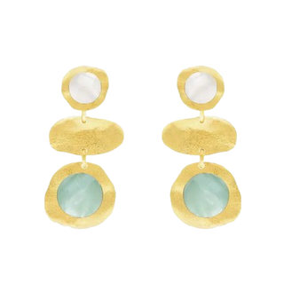Marcia Moran Seona Earrings in Mother of Pearl & Aqua