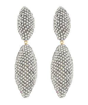 Pave Oval Dangle Earrings | Multiple Colors