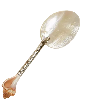 Two's Company Pearl Fancy Mother of Pearl Ornamented Handle Spoon Assorted 3 Styles - MOP