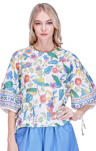 Joy Joy Gored Top in Festival Florals