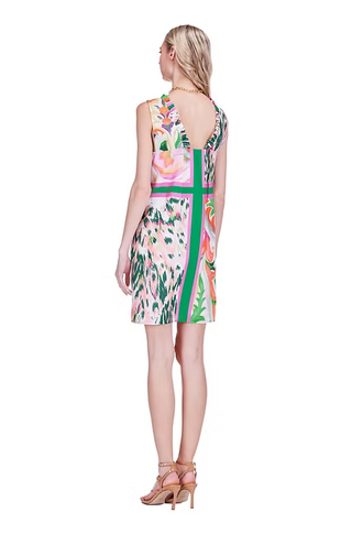 Joy Joy Patchwork Ruffles Neck Dress