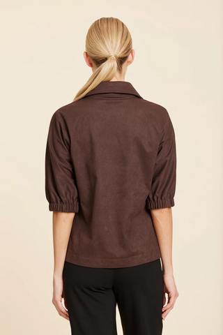 Dolce Cabo Faux Suede Johnny Collar Top