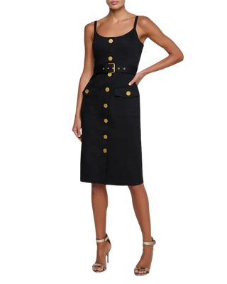 L'Agence Ida Button Front Midi Dress