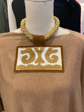 Orijinal Kilim Pendant Goldie Necklace / Light Tan Patch