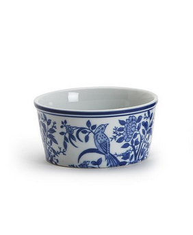 Two's Company Incognito 8 oz. Chinoiserie Deli Container Holder Assorted 3 Patterns: Floral, Blue Willow, Bird