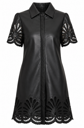 Dolce Cabo Vegan Leather Lace Cutout Detail Dress