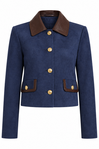 Dolce Cabo Faux Leather Trimmed Faux Suede Jacket