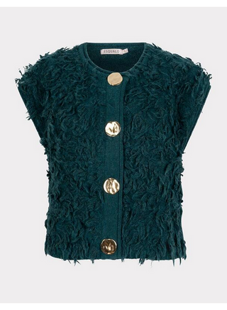Esqualo Big Button Vest in Teal