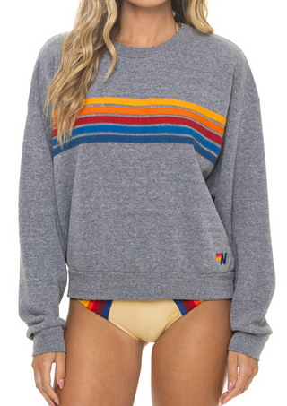 Aviator Nation 5 Stripe - Crew Sweatshirt Relaxed