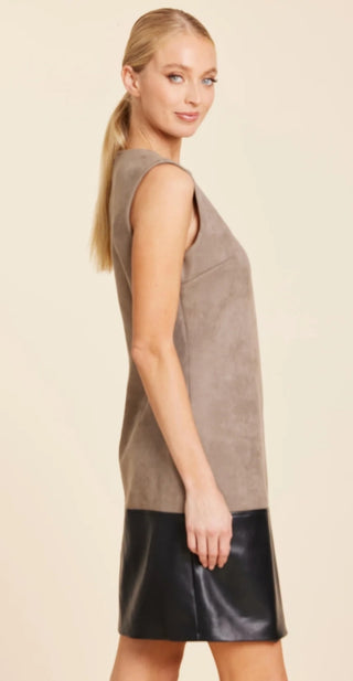 Dolce Cabo Faux Suede and Faux Leather Block Dress