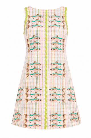 Queen Of Sparkles Colorblock Plaid Fish Cotton Tank Dress