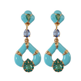 St. Armands Designs Aegean Dream Crystal Turquoise Teardrop Statement Earrings