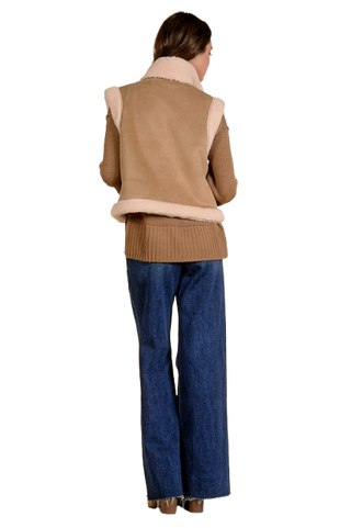 Elan Mocha Fur Trimmed Vest