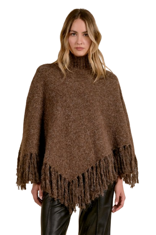 Elan Fringed Sweater- Brown