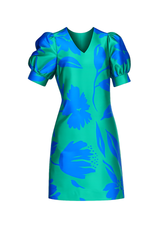 Jade Green Floral Brocade Dress