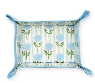 Laura Parks Marigold Ticking Stripe Blue Snap Tray