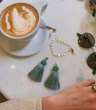Hart Sage Topknots Tassel Earrings