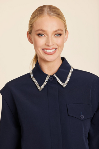 Dolce Cabo Rhinestone Embellished Shirt Jacket