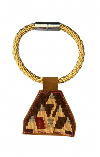 Orijinal Rope Pendent with Brown Turkish Kilim Patch