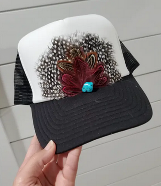 Monkee Collection Western Feather Crown Trucker Hat