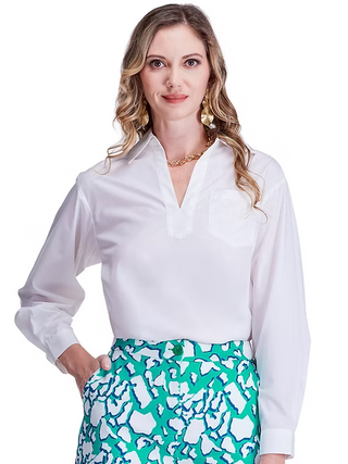 Jade White Collar Blouse