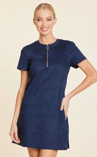 Dolce Cabo Faux Suede Zip Up Short Sleeve Dress