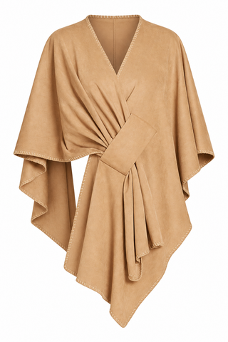 Dolce Cabo Camel Faux Suede Whipstitch Wrap
