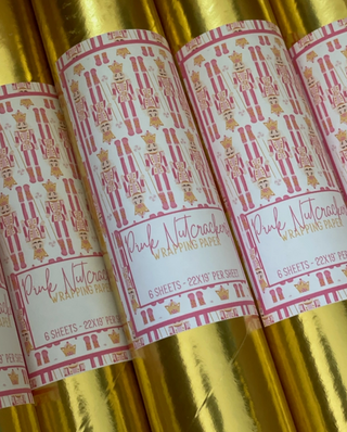MC Nutcracker Christmas Holiday Gift Wrapping Paper / Pink