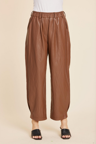 Dolce Cabo Faux Leather Barrel Leg Pant/ Multiple Colors