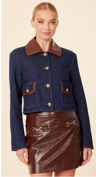 Dolce Cabo Denim Jacket with Leather Trim