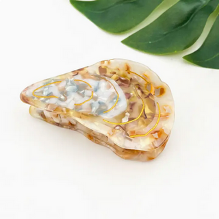 Thedivasoap Oyster Shape Hair Claw Clip, Ocean Animal Hair Accessories - Light Brown