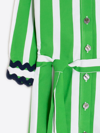 Vilagallo Green Striped Shirt Dress