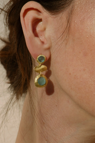 Marcia Moran Seona Earrings in Mother of Pearl & Aqua