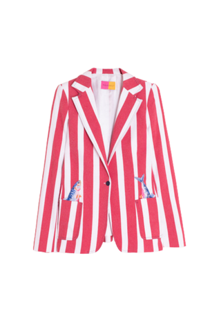 Vilagallo Red Striped Jacket Fish Embroidery