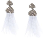 Bhavna Kanakia White Crystal Feather Cascade Earrings