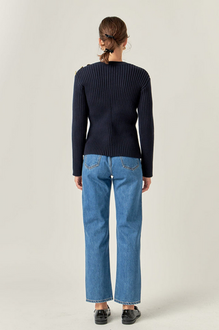 English Factory Gold Button Detailed Knit Top
